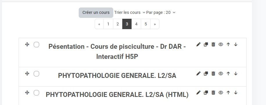 Liste des cours